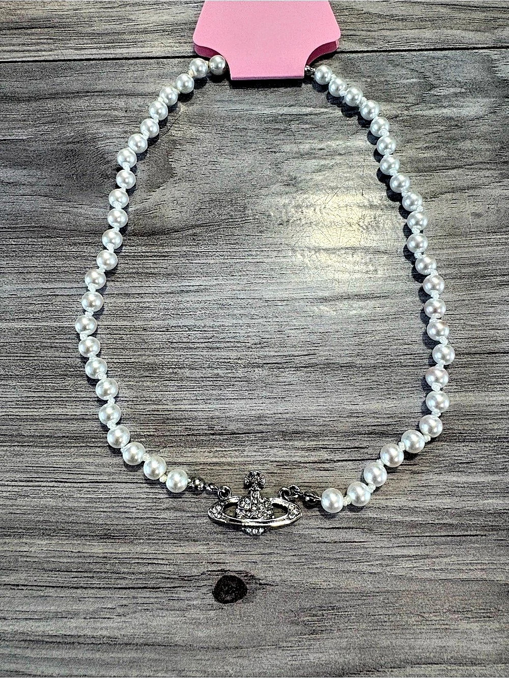 Vivienne Westwood Pearl Pendant Orb Necklace in White & Silver Like New